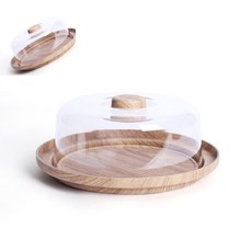 십땨 튀르키예 에블린 원형 케이크 돔 트레이 스몰 아카시아 캡커버 소형 베이킹용