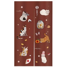 日式長門簾, 開運七福貓 咖啡色