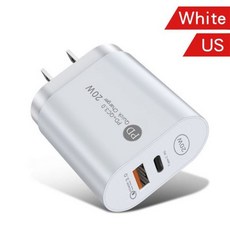 휴대폰 핸드폰 보조 배터리 무선 고속 충전기 USB PD 20W 빠른 유형-C QC 3.0 충전 전화 벽 어댑터 화웨이 Xiaomi 스마트 폰 액세서리, 04 US White, 1개