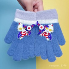 兒童手套6-12嵗男孩卡通奧特曼五分指學生秋冬季戶外防寒保暖全指 0KOO