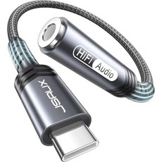 JSAUX AUX에서 USB C 어댑터 아이폰 17 프로 맥스 호환 2팩 C에서 3.5mm 오디오 헤드폰 동글 케이블 1615 삼성 갤럭시 S24S23S22 울트라 아이패드 픽, 1 x 0.6ft, Grey