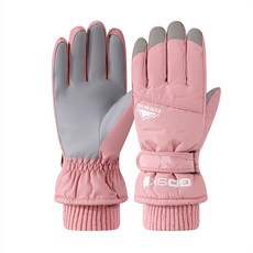 스멜모리 스마트터치 남녀공용 방수 방한 스키장갑 보드장갑, 핑크(여성용), 1개