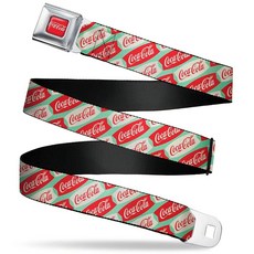 121259 The Coca-Cola Company 벨트 안전벨트 버클 코카콜라 스크립트 마키 로고 그린 레드 화이트 조절 가능 레드 그린 화이트