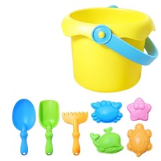 CEYYR 兒童海邊挖沙工具組 戲水軟膠玩具, 8件套黃帶網袋, 500g, 1套