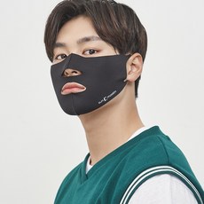 sun maskin 高級防紫外線運動口罩 開放式, 黑色, 1個