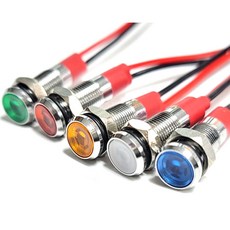 LED 차량용 발광 다이오드 표시등 경고등 6MM 3V 6V 12V 24V 램프, 1개, LED표시등 12-24V 레드