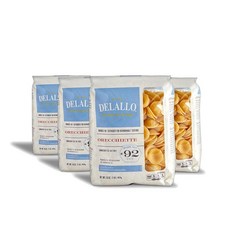 DeLallo Orecchiette 파스타 이탈리아산 브론즈 컷 코셔 100% 듀럼 밀 세몰리나 가루로 제작 GMO 프리 비건 453.6g(1파운드) 백 (4팩), DeLallo Orecchiette 파스타, 이탈리아산