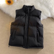 TIMEPURE 조끼 가을겨울 스트릿 슬림핏 스탠드칼라 남녀 트렌드 하이넥 패딩 두꺼운 패딩 보온 조끼 코트 유니섹스 베스트 방한 아우터