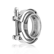 Yonput 2.5" 스테인리스강 배기 클램프 키트 V-볼트 클램프 남성용 플랜지 클립 터보 파이프 성능 배기 시스템(실버), 2.5In, Silver, 1개