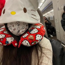 장거리 여행용 헬로키티 캐릭터 U자형 목 베개 비행기 기내용 필수템 추천, [01] 키티 목베개