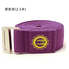 雙環調節瑜伽伸展帶 防滑紋路拉筋帶 開肩輔助純棉瑜珈帶 臺灣熱銷, 紫色, 1個