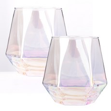 오로라 다이아몬드잔 300ml 위스키 온더락 언더락잔 맥주 하이볼 내열 홀로그램 칵테일컵, 2개