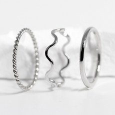 VARAM [3종세트] 1mm 심플링3종 무변색 데일리 레이어드 반지 써지컬 316L 스틸