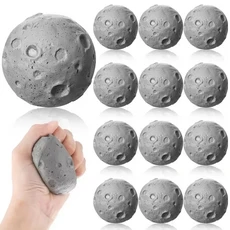 쿠쿠스토어 7.2cm 달 운석 스트레스 볼 - 불안 완화 선물 손 운동 애완견 공 장난감을위한 부드러운 스퀴즈, 01 2Pcs Moon