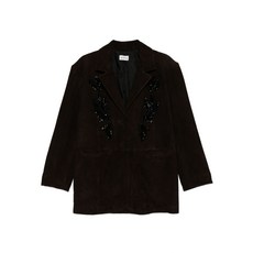 파로쉬 비즈 장식 스웨이드 코트