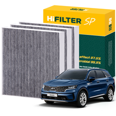 하이필터 기아 자동차 쏘렌토 활성탄 에어컨필터, 3개, 쏘렌토 (MQ4) HI-L012