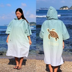 TAVARUA 超細纖維速乾連帽毛巾衣 潛水衝浪沙灘浴巾衣 海洋生物圖案輕便款, 1個, 新系列_03.海龜