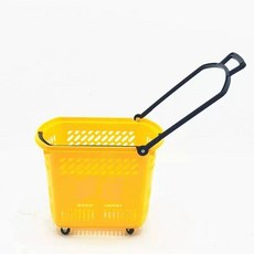 쇼핑 카트 손잡이 바퀴달린 마트 45L 바구니 장바구니, 두꺼운 중간 노란색