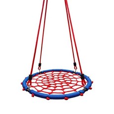 원형 스윙그네 놀이 장비 그물 카페 플랫폼 행잉 의자 캠핑, 블루 앤 레드 80cm, 1개