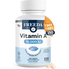 Freeda Vitamin A 15 000 IU – Retinyl Palmitate – Vegan Kosher No Fish – Eye Vision & Skin Supp, Freeda Vitamin A 15,000 IU – R, 1개