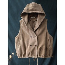 [Myshe]봄 가을 여성 조끼 베스트 롱 루즈핏 후드조끼 Dou2609FEI610BX01