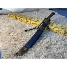 古風劍 手工鍛打藍紋錦衣衛牛尾戰刀 高錳鋼未開刃冷兵器 合成皮實木劍鞘 鋅合金裝具 附精緻保護裝具箱, 1個