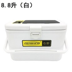 倉野 釣蝦箱 組合 釣蝦工具箱 活餌箱 鋰電池太陽能雙充電 冷藏箱 養魚箱, 8.8升（白）