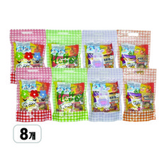 센스있는 체크 지퍼백 개별포장 간식꾸러미 어린이집 유치원 생일선물 답례품 구디백, 1세트, 간식 9종 x 8개