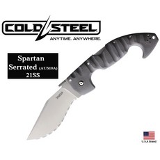 Cold Steel冷鋼折刀Spartan Serrated全齒版AUS10A不銹鋼灰色Grive柄【CS21SS】, 1個