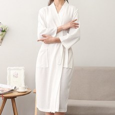 딜라이트홈 흡수력좋은 부들 와플 프리미엄 호텔가운 샤워가운, 1개, 화이트 여성용