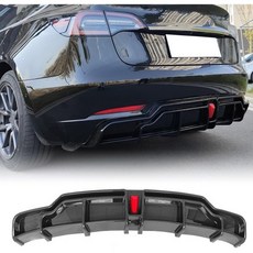 후면 범퍼 디퓨저 립(LED 조명 포함) 20172023 테슬라 모델 3 세단 4도어와 호환 PP 탄소 섬유 프린트 하단 립 밸런스 스플리터, 카본 파이버 프린트(CFL)