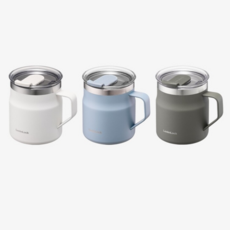 락앤락 메트로 머그 355ml 스텐 머그컵 컵 텀블러 보온병 보온 보냉 머그잔 손잡이 핸들 물통 커피 티 머그, 콘크리트화이트+가쯔용기1개, 1개