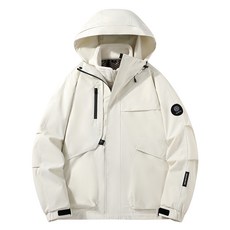 休閑潮牌多口袋工裝戶外保暖騎行防風防雨情侶款沖鋒衣夾克外套-三合一設計