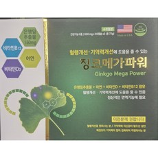 기억력 개선 및 혈행 개선에 도움을 줄 수 있는 징코 메가 파워 120캡슐 약국 판매용 신제품 4개월분, 1세트, 120정