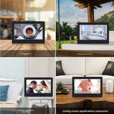 소형 디지털 사진 프레임 7인치 디지털 LCD 화면 자동 재생 사진 비디오 루프 디지털 데이 캘린더 알람 시계, 01 검정색, 03 미국 플러그