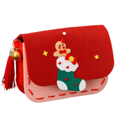 萱寶媽咪baby童裝館 聖誕節兒童手工包包掛飾，女童縫縫樂新年醒獅不織布包，DIY毛氈材料包美勞美術不織布材料包, 餅乾人DIY毛氈包, 1個
