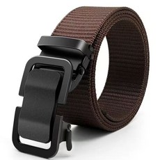 腰帶自動扣帆布腰帶休閒耐用腰帶軍訓褲帶戰術褲帶束腰帶布腰帶運動腰帶布皮帶3UEF, 咖啡【匠心高級設計款】,110cm【60-180斤】, 1個