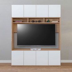 공간철학 메디슨 1600 거실 월플렉스 티비 수납장 높은 TV다이 키큰 시스템 거실장 세트, 화이트(670), 화이트(670)
