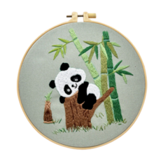 아가토스 행복 판다 프랑스 자수세트 DIY 취미세트(자수틀+자수실_자수그래픽패브릭+자수바늘 2P), 나무향 휴식 판다, 1세트