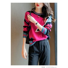 라오농 여성 니트 티셔츠 긴팔티셔츠 스웨터 루즈핏 라운드넥 간절기 여자니트+iej01X