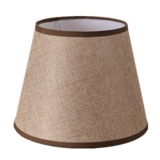 臺灣熱銷 檯燈燈罩外殼 罩布藝圓形亞麻布燈罩 防刺眼壁燈落地燈吊燈燈具配件, 咖啡色上15下20高18CM