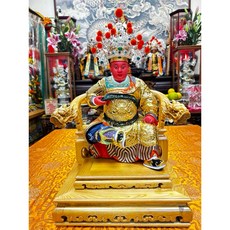 華誠 一尺身拖一尺三 廣澤尊王 聖王公 (含檜木拖椅) 金身神像 樟木雕刻, 1個