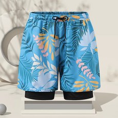 泳褲雙層平角褲加肥防尷尬速幹泳褲中老年男沙灘褲