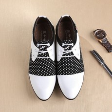 ROYALBELLE 남성 인쇄 패턴 캐주얼 뾰족 앞코 가죽 끈 정장 통기성 패션 구두 V0805145