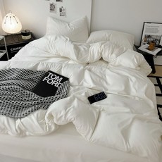 MEZAME 親膚透氣 簡約設計, 奶昔白,單人 120×200 床包