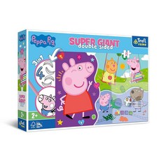 Trefl Meet Happy Peppa Pig 15피스 직소 퍼즐 자이언트 프린트 DIY 창의적인 재미 성인 및 아동용 클래식 퍼즐 만 2세 이상, Trefl Meet Happy Peppa Pig 15피