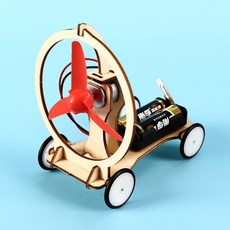 AI電子 風力小車DIY手工科技小製作，小學科學實驗益智拼裝兒童電動教具, 1個