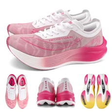 IRUNSVAN 남성용 나일론 탄소 섬유 전문 마라톤 신발 통기성 초경량 트랙 필드 킬로미터 레이스 러닝 스니, 04 Begonia Red