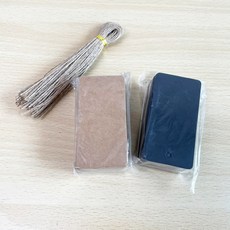 가격 설명 태그 DIY 소품 포장 크라프트 사각 택 7.8x3.9cm 100p 마끈 포함, 블랙