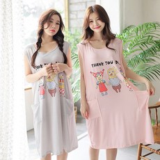 코코드림 여성용 박시 삐에로 나시 원피스 잠옷